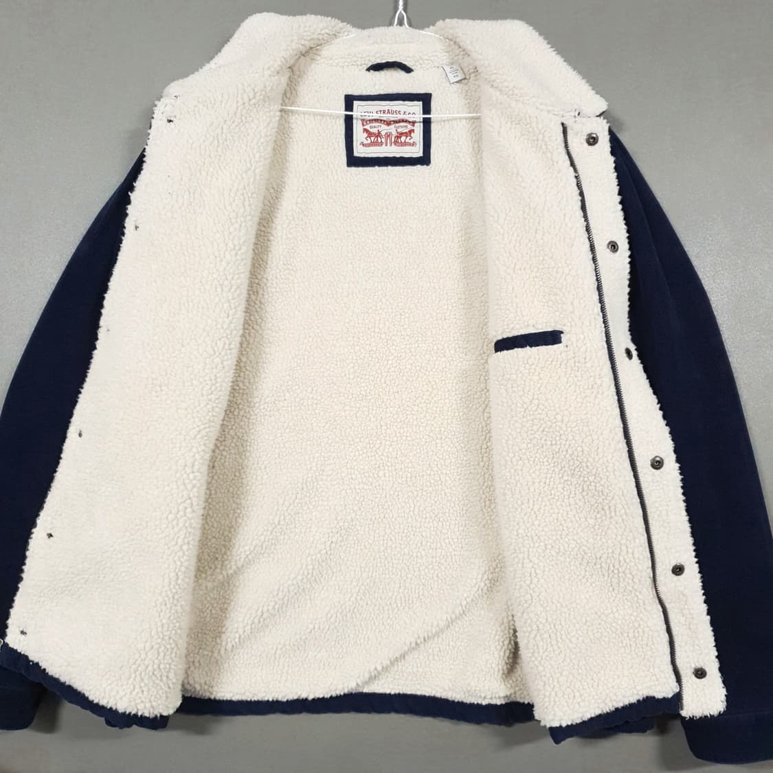 XL) 리바이스 코듀로이 쉐르파 플리스 포켓 후리스 자켓 다크네이비 희귀 상품이미지6