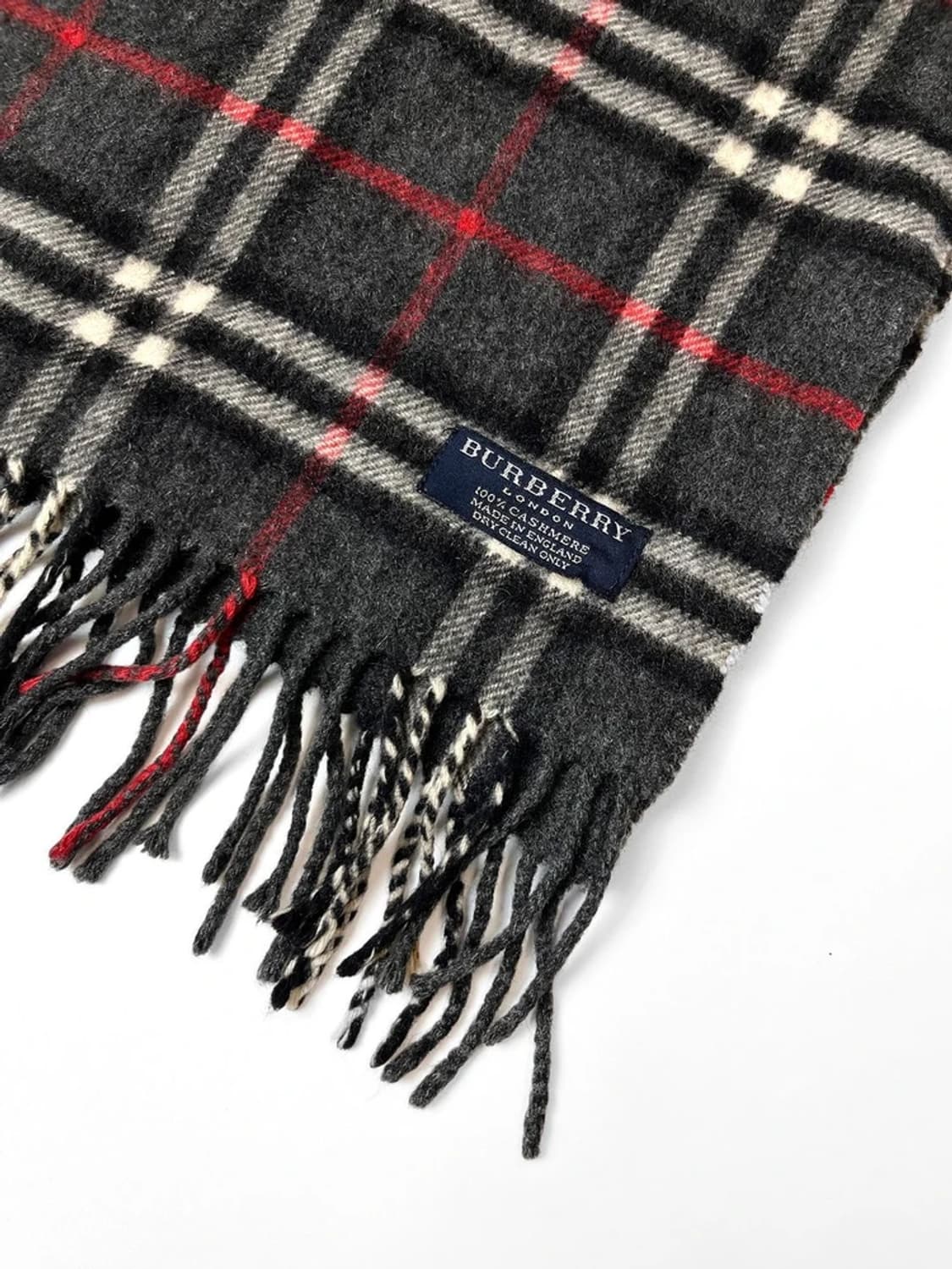 버버리 90s 100% 캐시미어 노바체크 목도리 A1437 상품이미지4