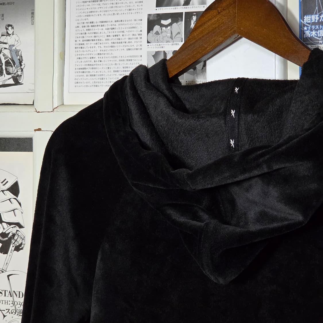 리복 실버 로고 블랙 벨벳 후드집업 상품이미지6