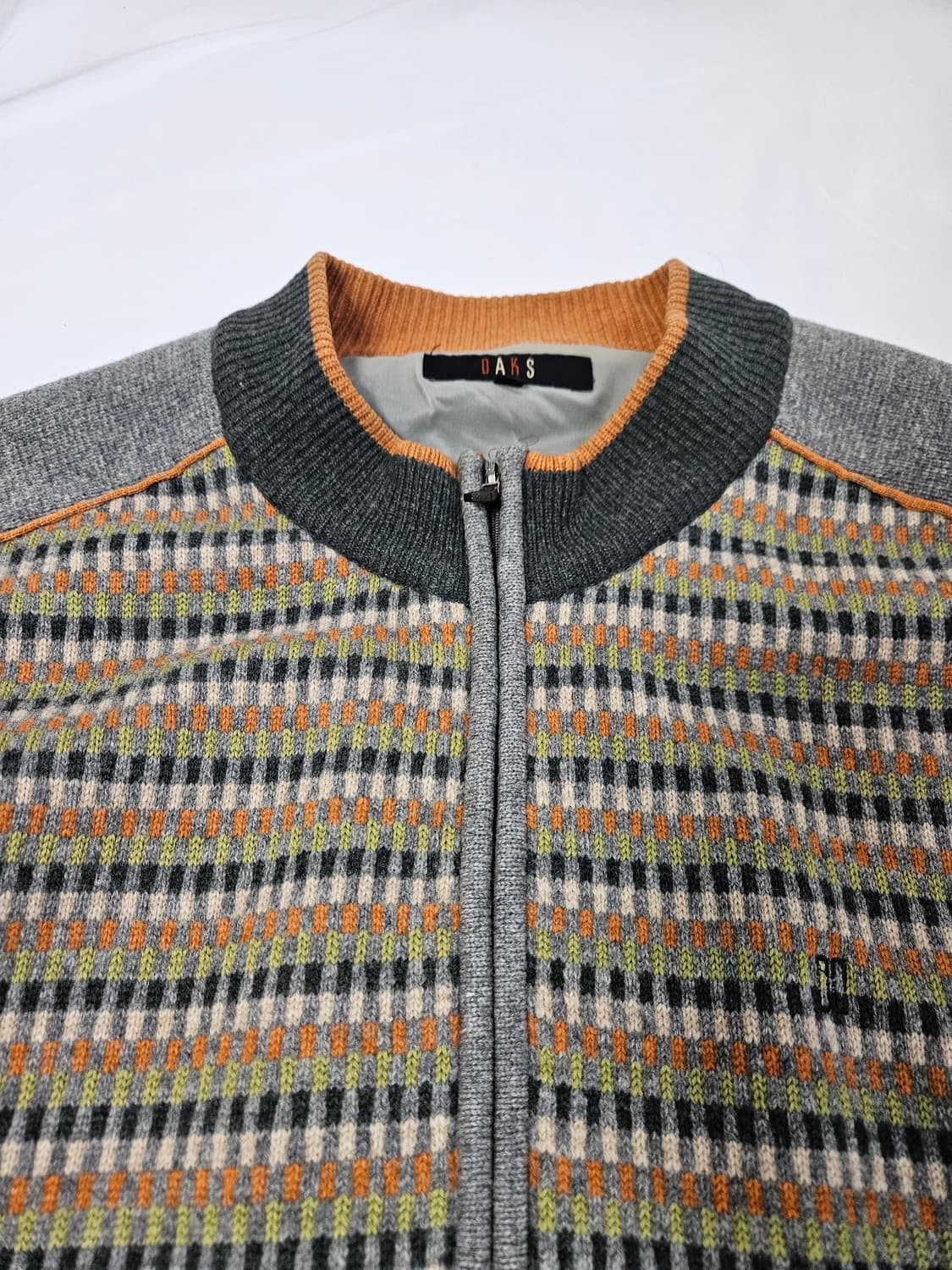 DAKS 닥스 빈티지 니트집업 자켓 라탄체크 봄버 105 상품이미지2