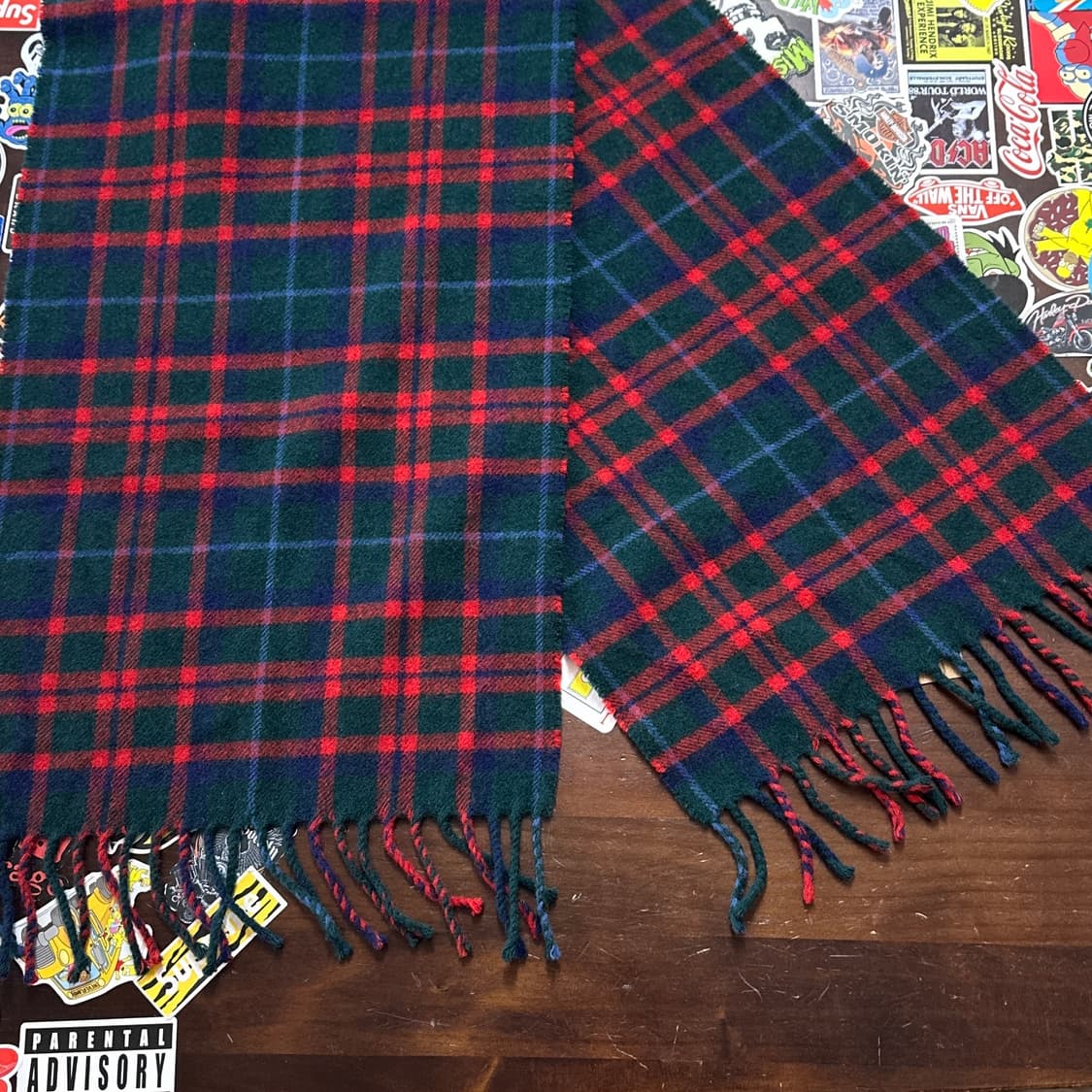 90s 엘엘빈 타탄 체크 램스울 머플러 상품이미지3