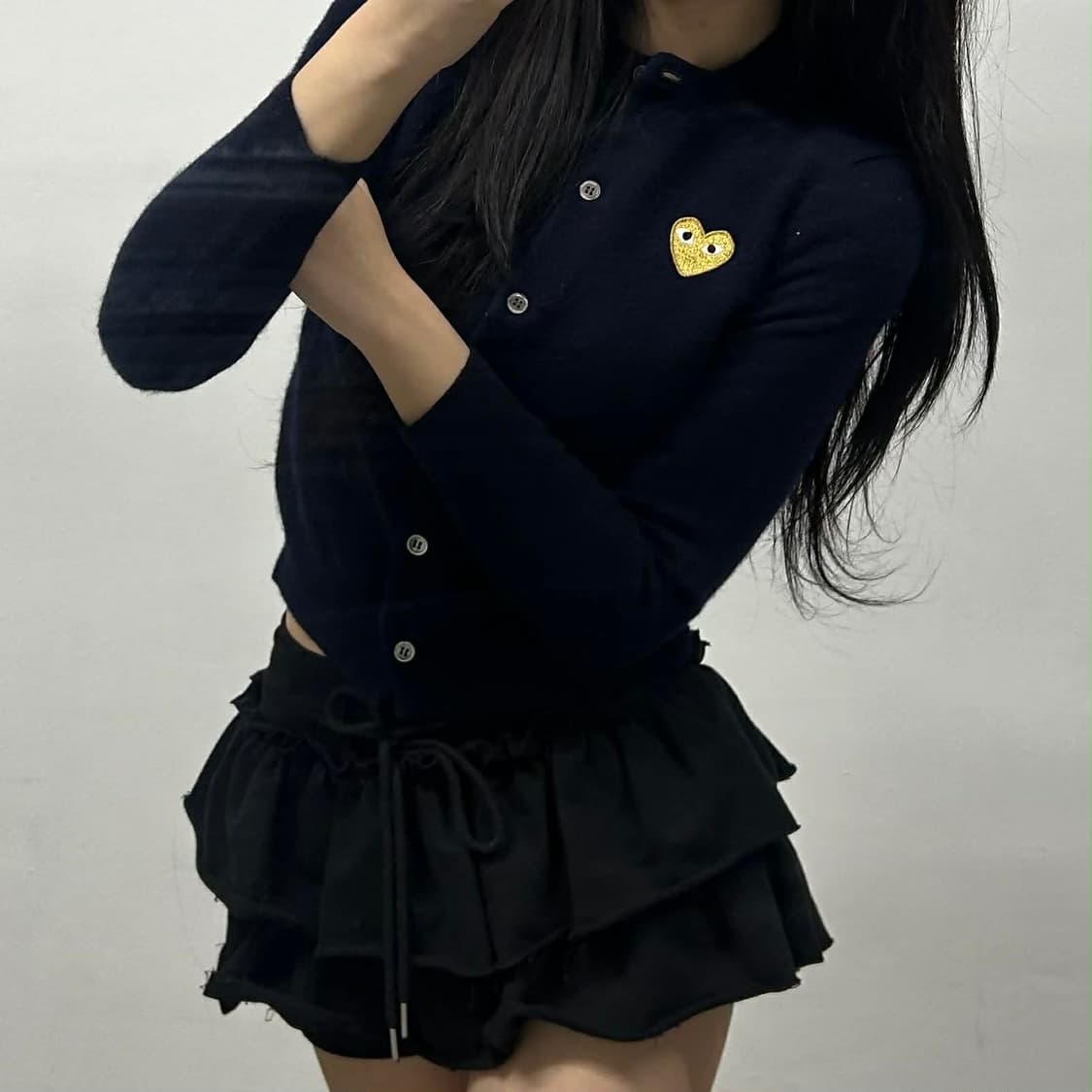 꼼데가르송 네이비 울 니트 걸즈 가디건(L) 상품이미지3