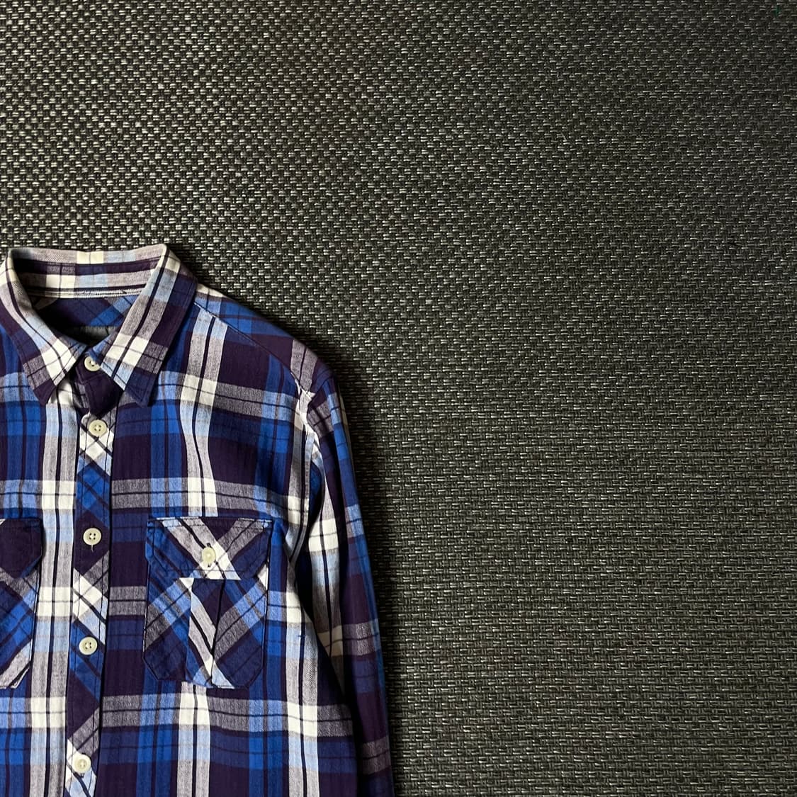 올드네이비 퍼플 블루 체크 긴팔 셔츠 M 상품이미지3