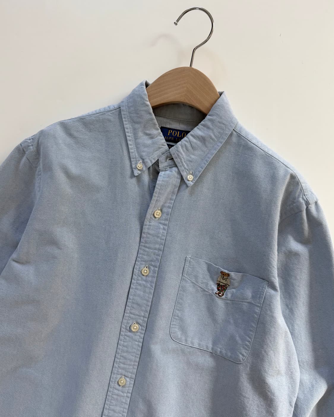 Polo 폴로 랄프로렌 QR신형 스카이블루컬러 포켓베어자수 클래식핏 셔츠 상품이미지2