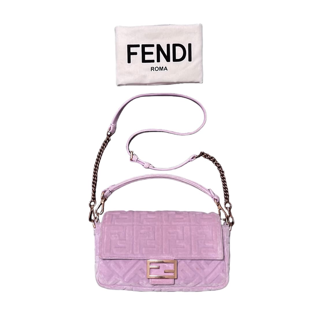 펜디 핑크 벨벳 바게트백 테리 상품이미지1