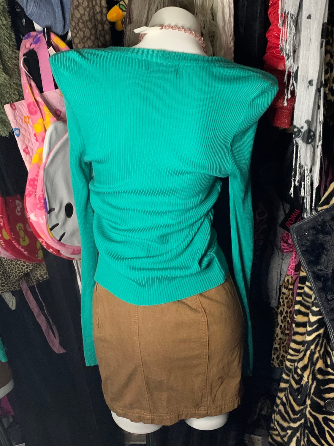 y2k 드레이프 민트그린 레이어드 니트 상품이미지3