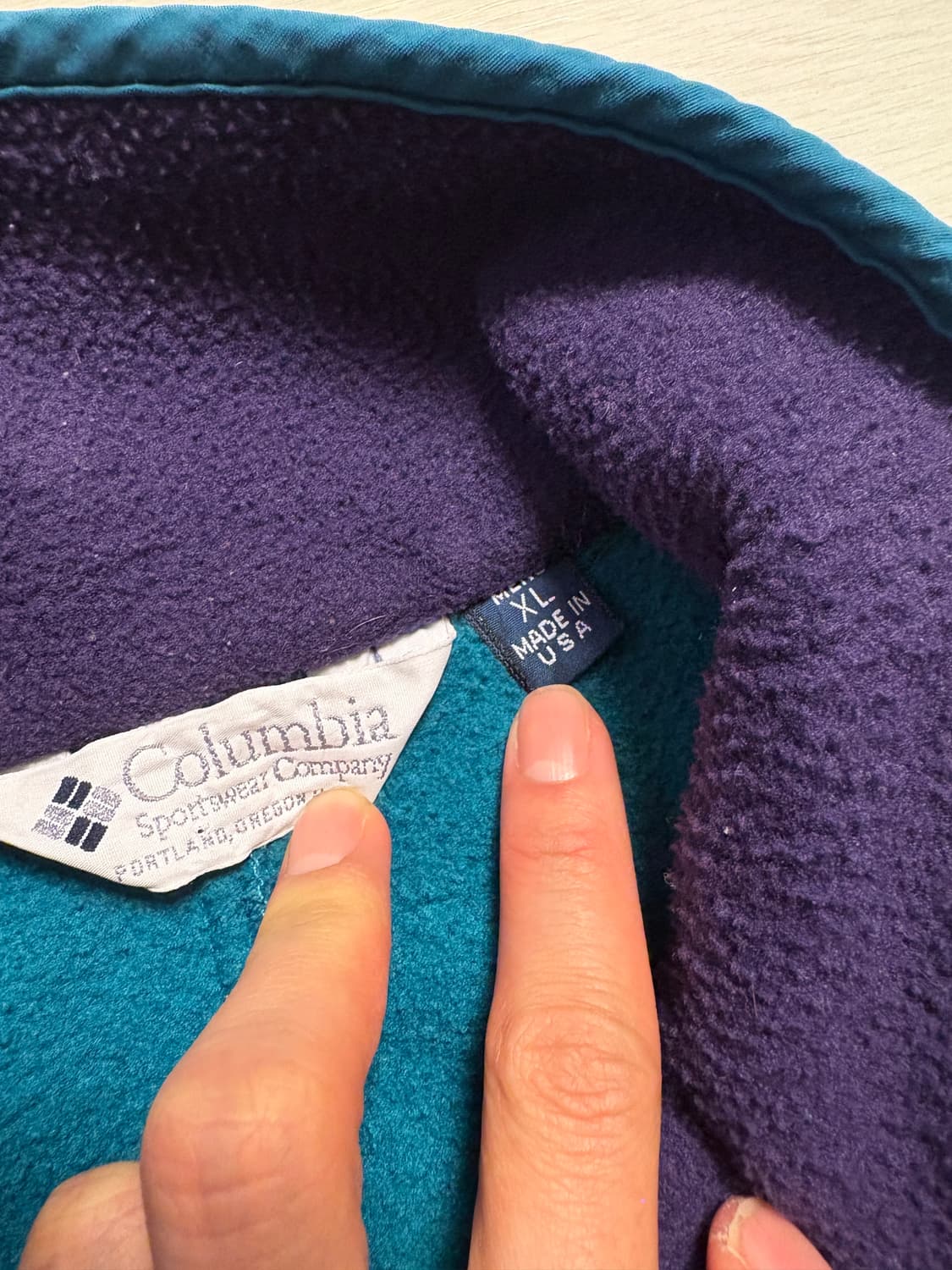 XL)90s~00s 콜럼비아 딥퍼플 플리스 집업 자켓 상품이미지5