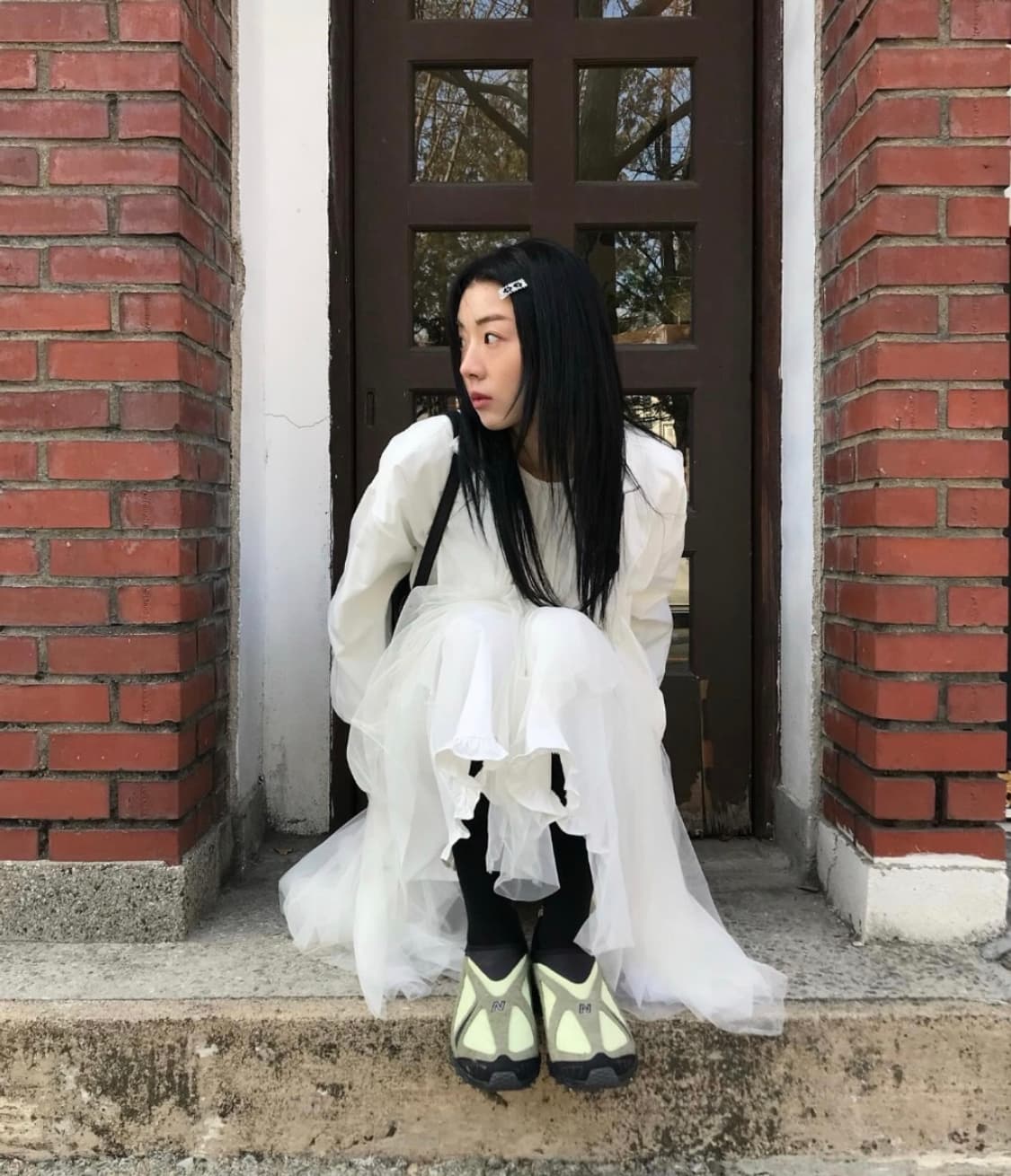 우화 리퀴드 롱 스커트 블랙 상품이미지2