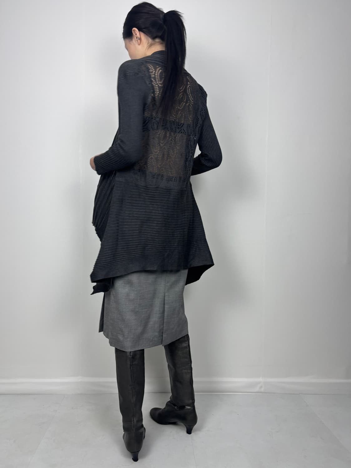 BACK PATTERNED LONG CARDIGAN 상품이미지1