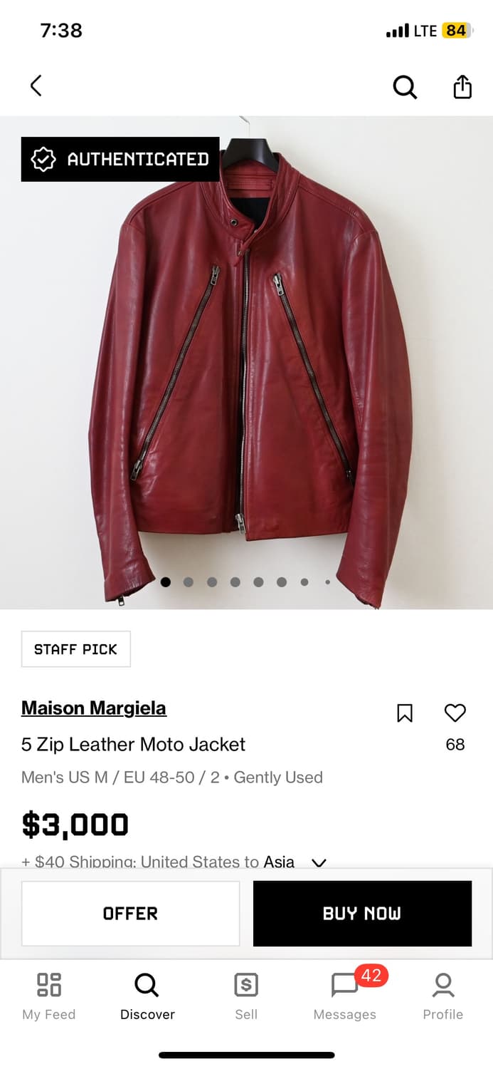 Margiela 5 zip leather moto jacket  상품이미지4