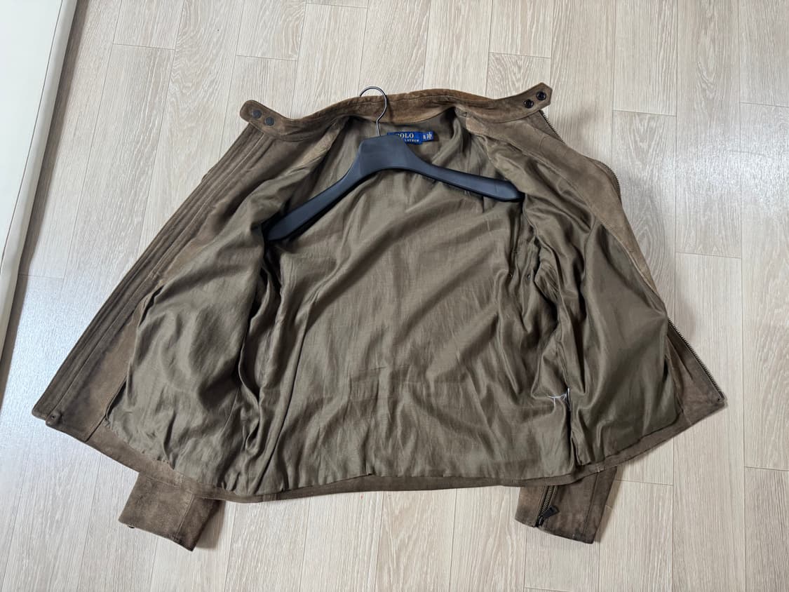 XL 폴로 랄프로렌 러프아웃 스웨이드 카페레이서 가죽 자켓 브라운 상품이미지6