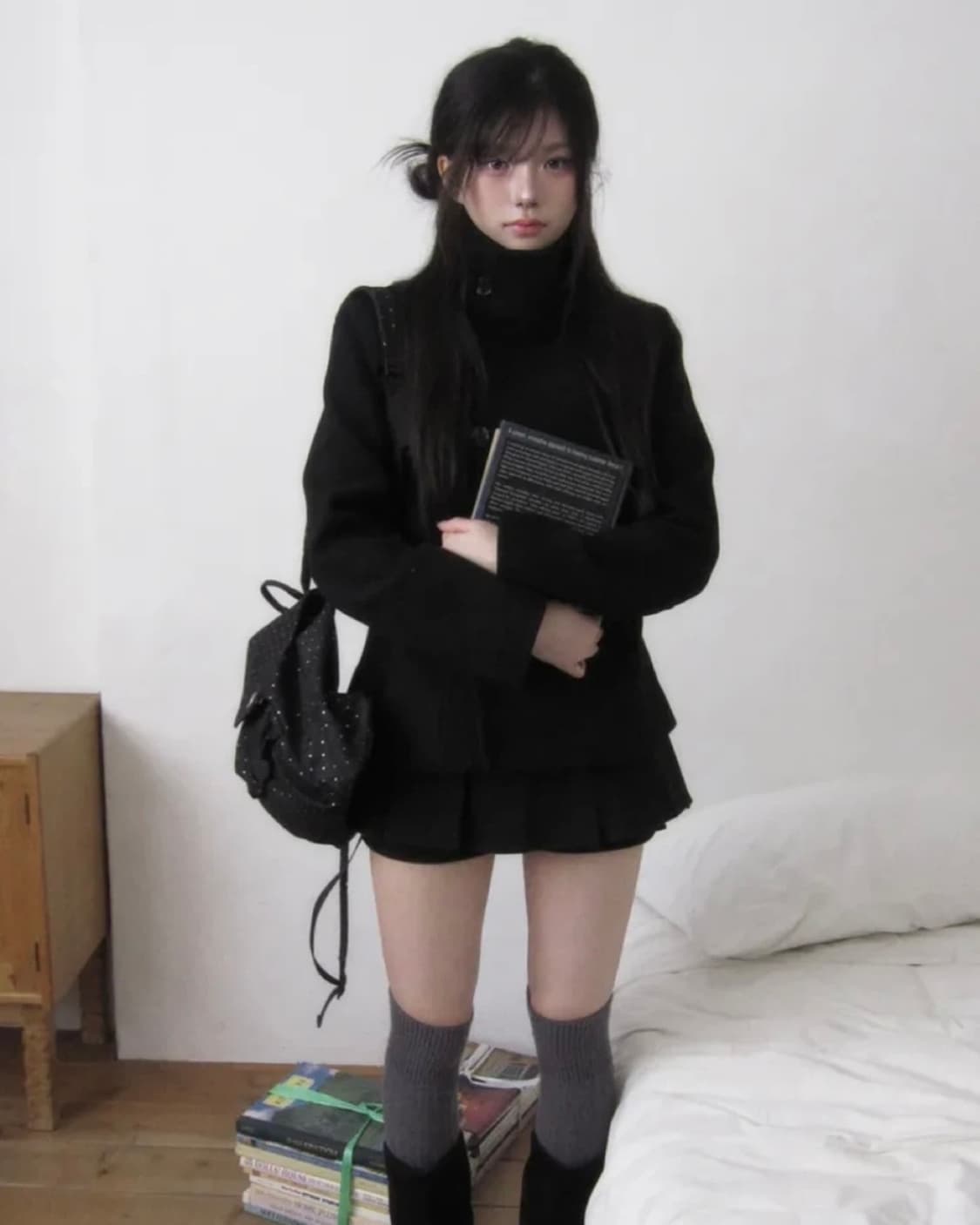모디무드 TOP 모직 플리츠 스커트 팬츠 에이블리 상품이미지1
