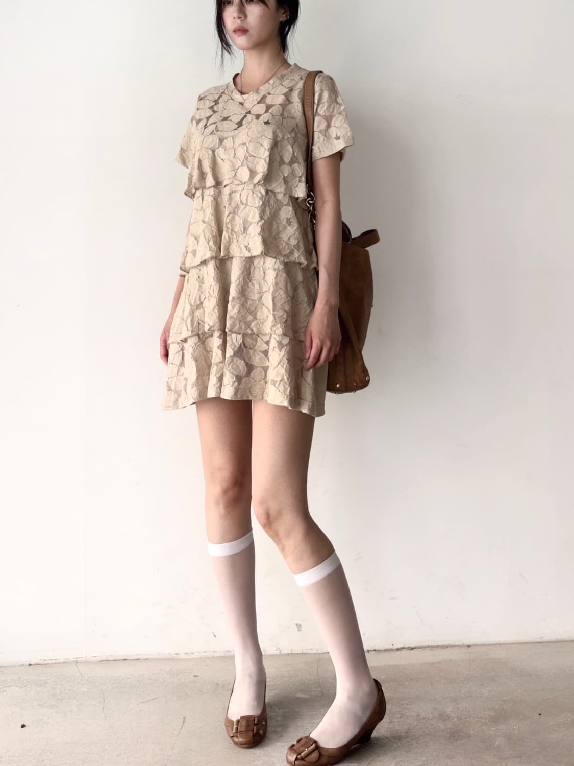 Leaf wave can can sheer blouse & ops 상품이미지3