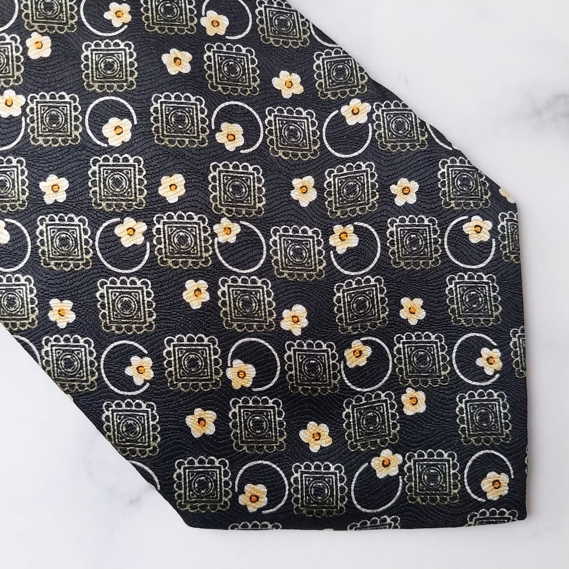 니나리치 실크 블랙 패턴 넥타이 9.9cm A+등급 K2250 상품이미지7