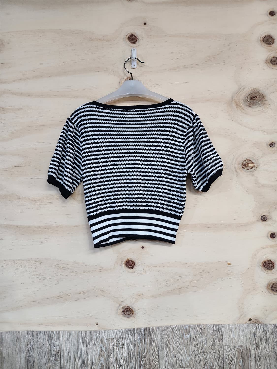 376) MARFA 반팔 스트라이프 크롭 가디건 상품이미지2