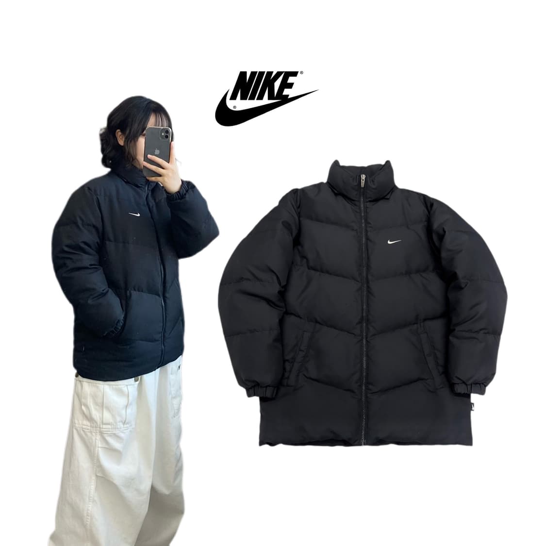 나이키 00s 스우시 뉴챔프 패딩 블랙 상품이미지1