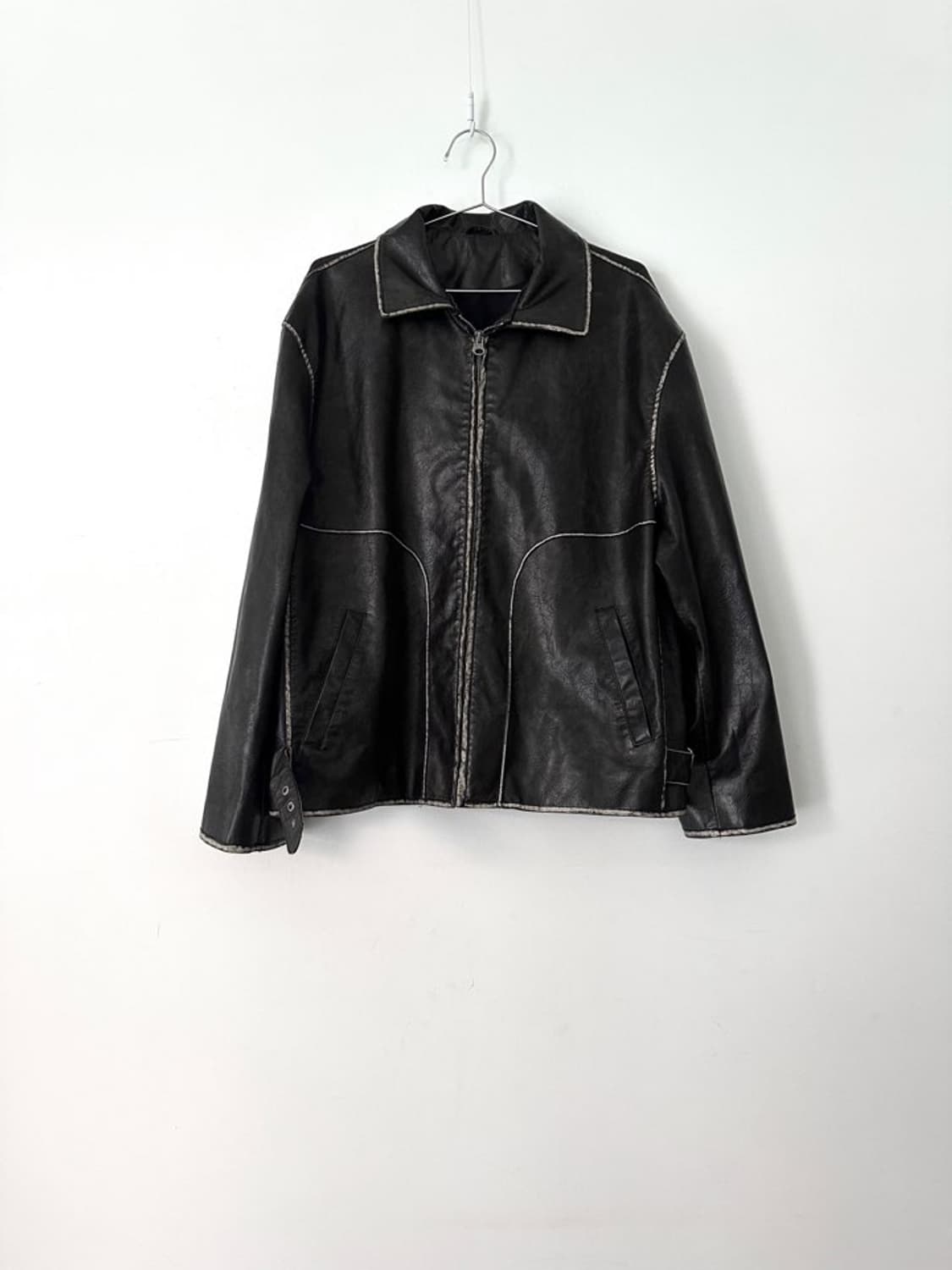 Smudge line leather jacket / deep brown 상품이미지2