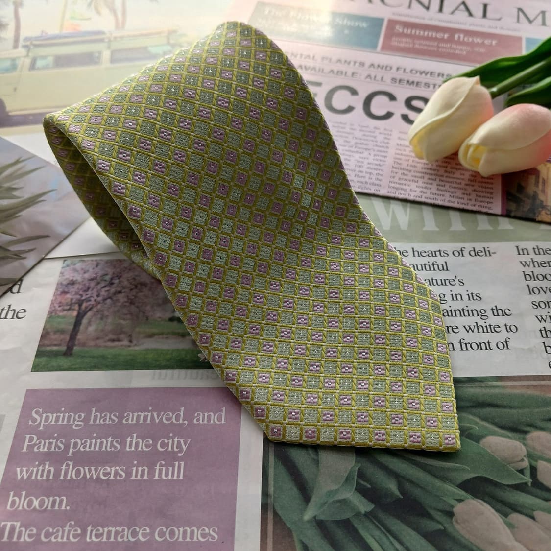 니나리치 실크 라이트그린 다이아 넥타이 8.6cm A+등급 A18744
 상품이미지2