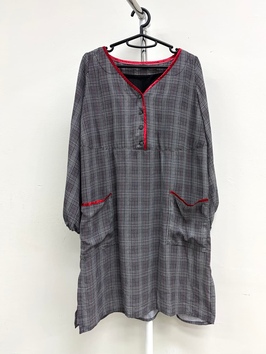 빈티지 그레이 체크 원피스 상품이미지5