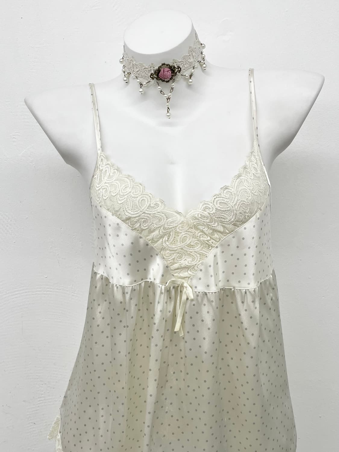 도트 새틴 레이스 슬립 상품이미지2