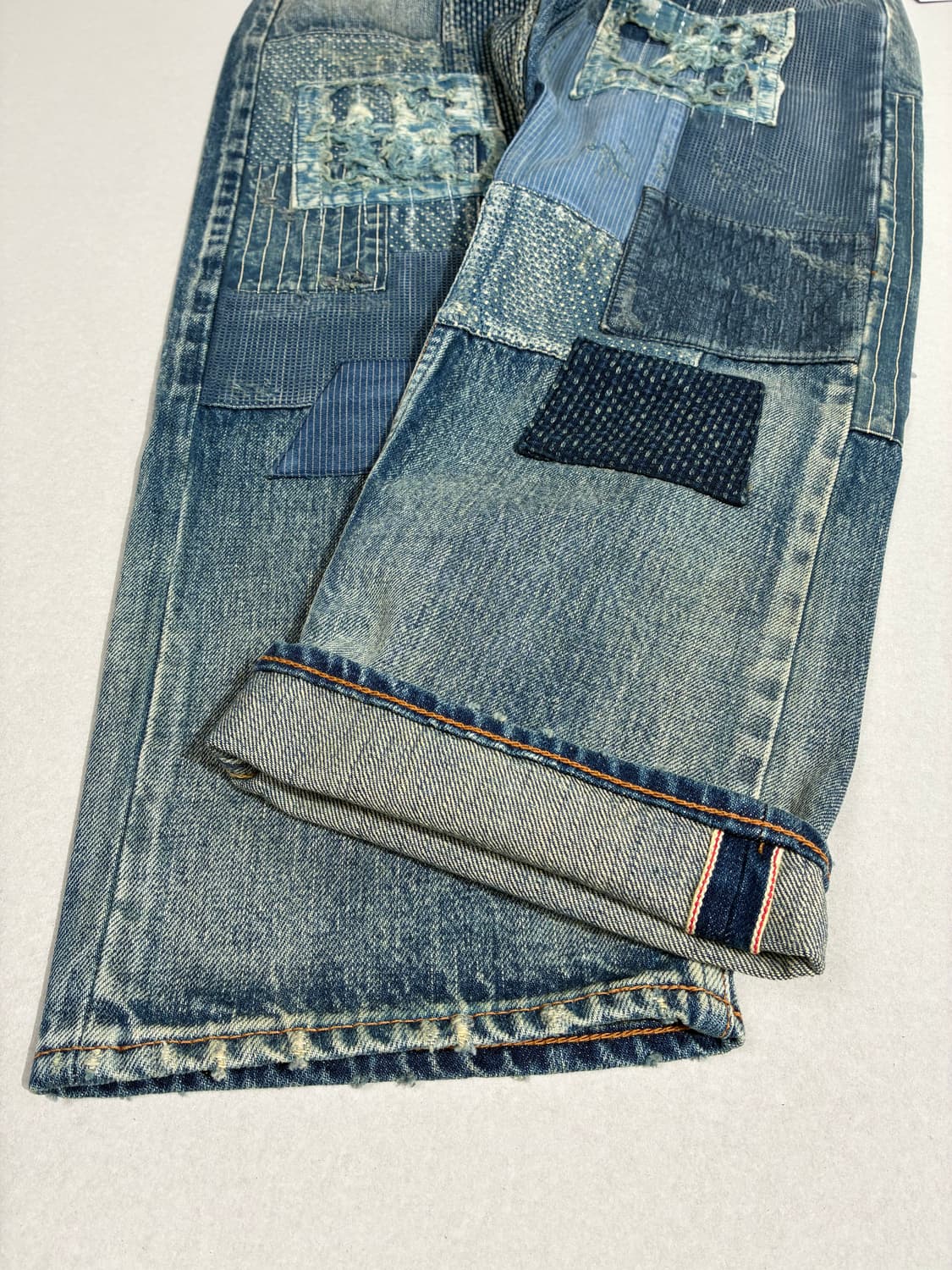 FDMTL 펀더멘탈 클래식 핏 패치워크 사시코 보로 데님 W28/L30 상품이미지4