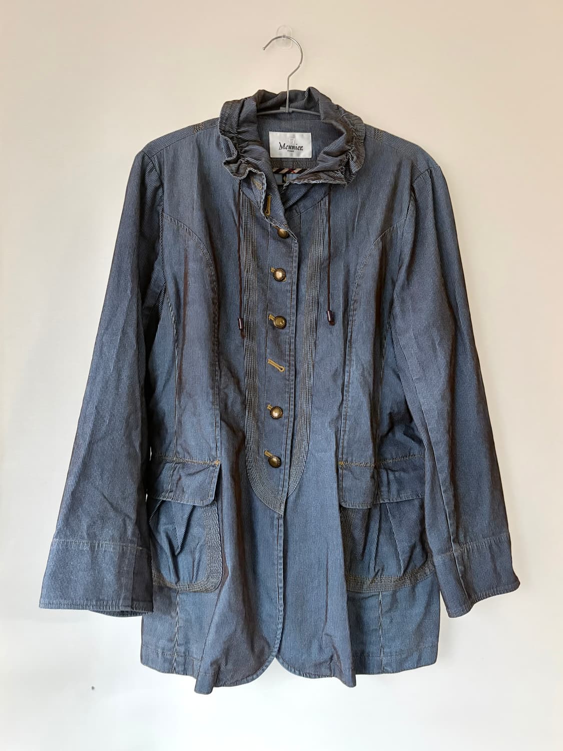 희귀 일본빈티지 블루 브라운 스트라이트 코트 상품이미지2