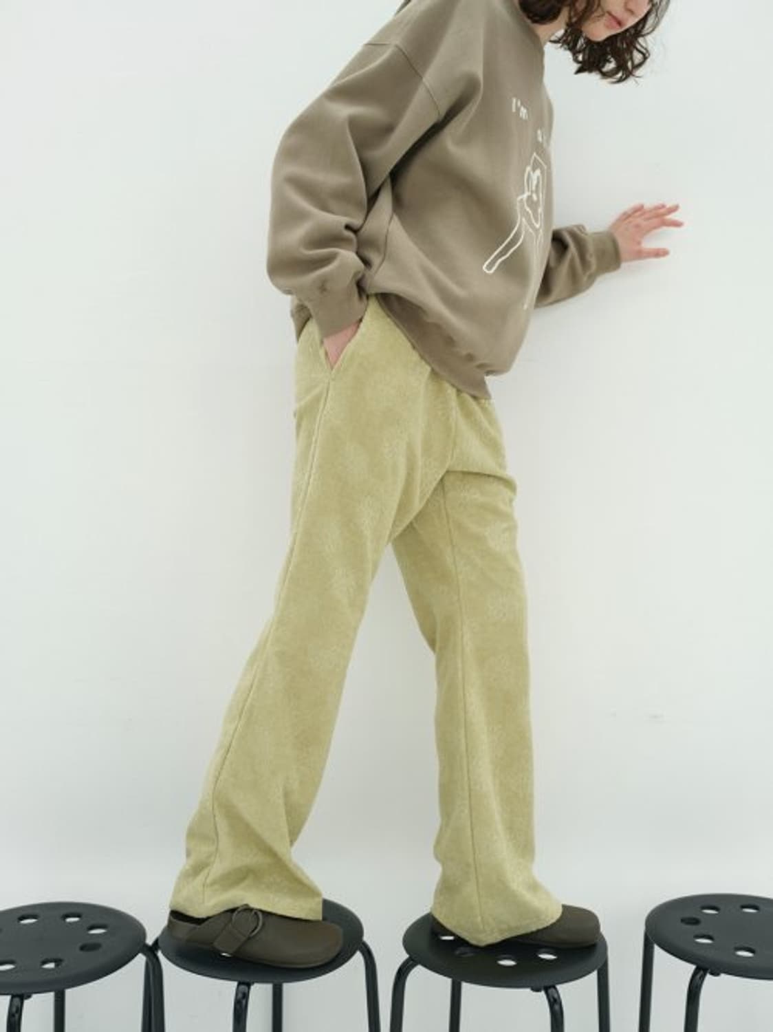 엔조블루스 테리 밴딩 부츠컷 팬츠 레몬S 상품이미지1