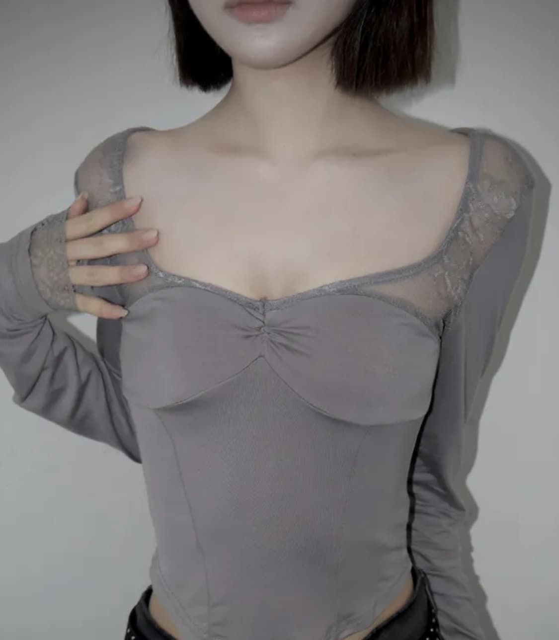 뮤트 레이스 시스루 T 상품이미지3