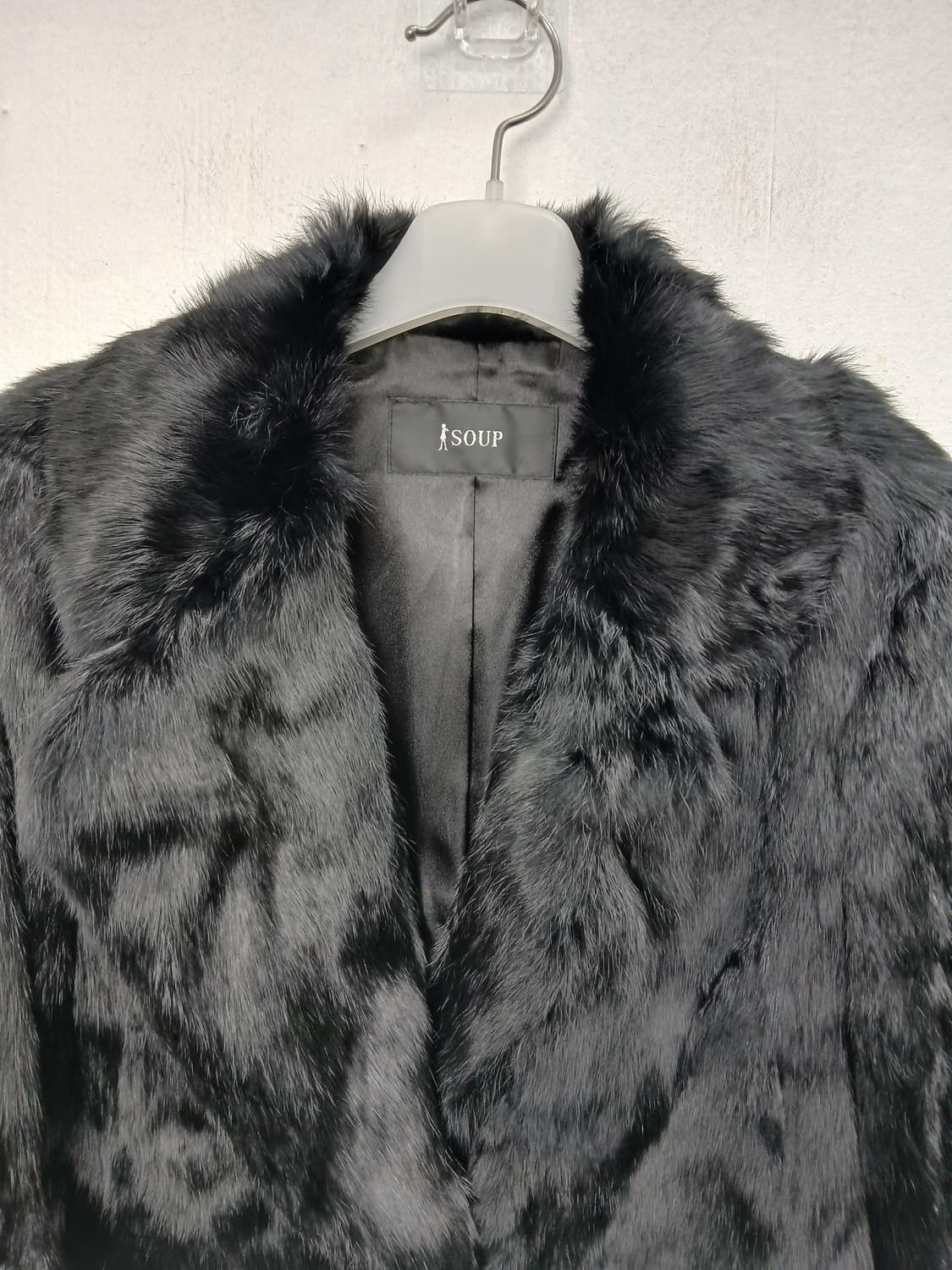 SOUP 블랙 천연토끼털 퍼 자켓 90 S 상품이미지3