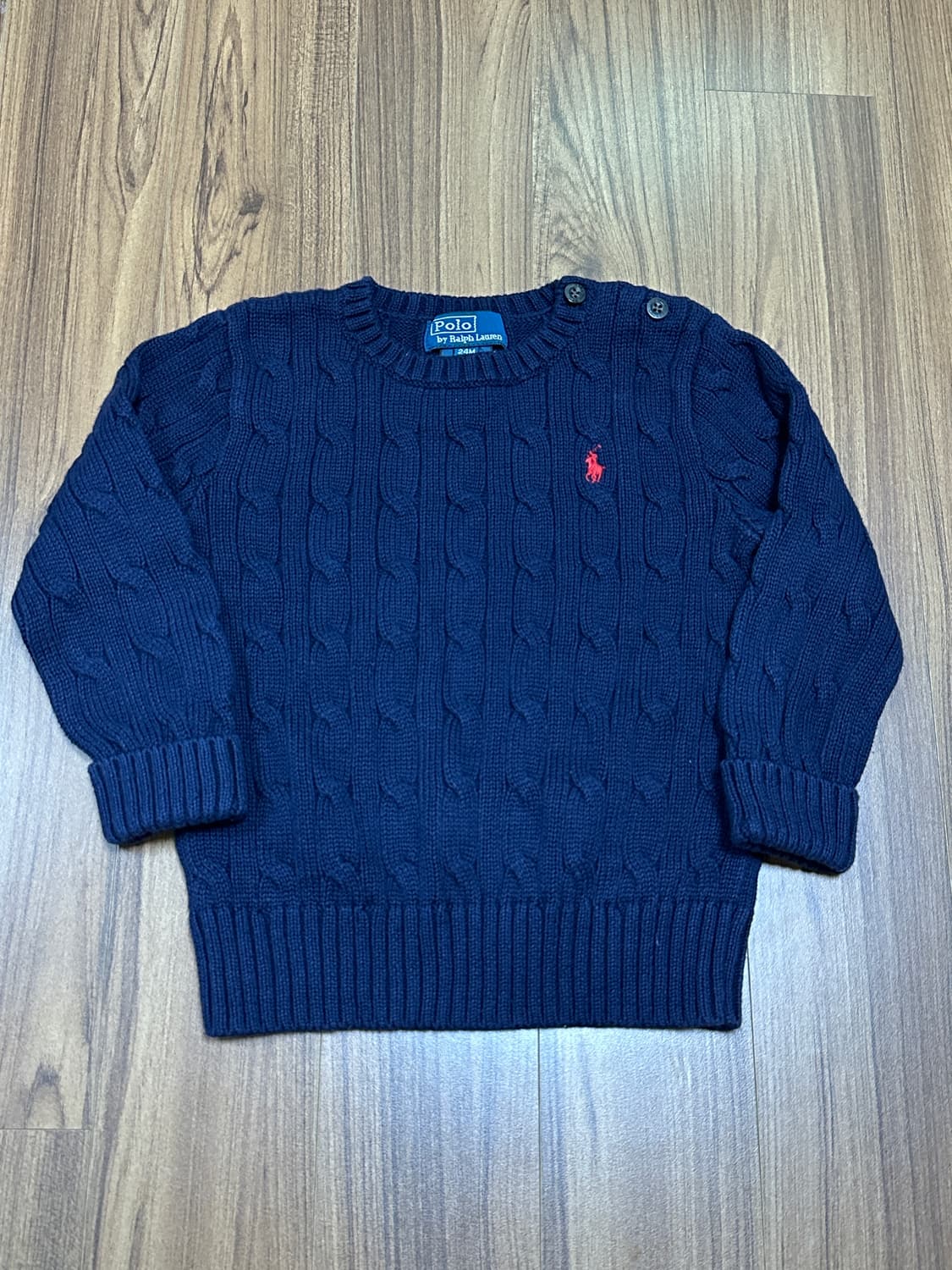 폴로 랄프로렌 베이비 네이비 꽈배기 니트 24M 상품이미지1