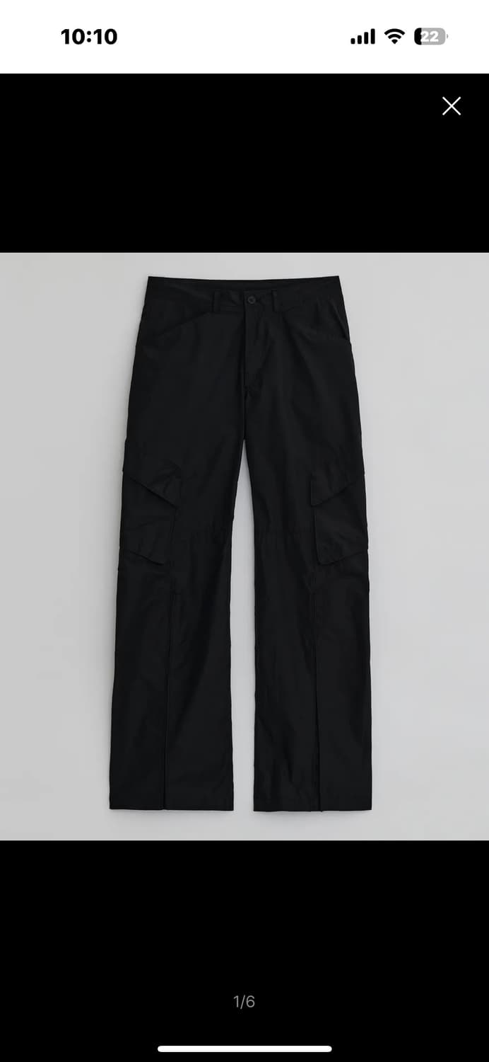 ee NYLON CARGO BOOTCUT PANTS BLACK 상품이미지7