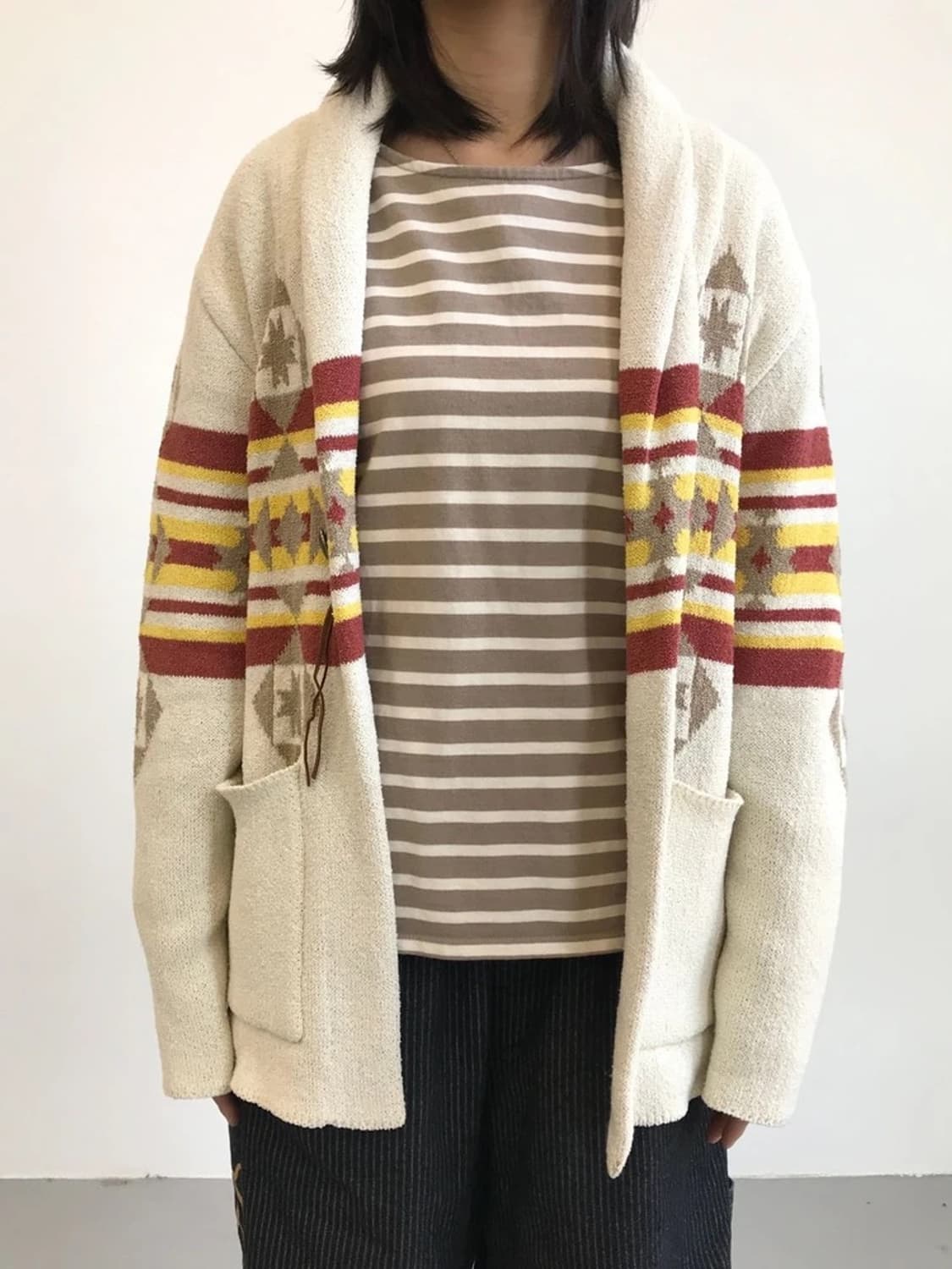 Naughty Dog Shawl CollarPattern Cardigan 상품이미지3