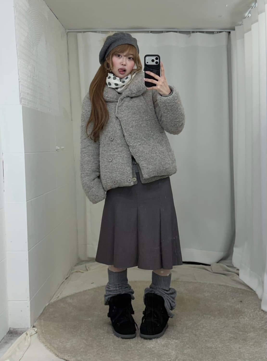 그레이 무채색 니혼진 도트 모리걸 코디세트 상품이미지1