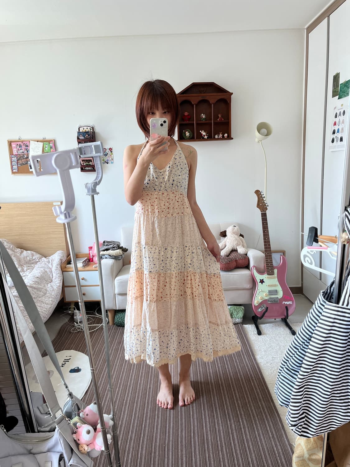 패치워크 홀터넥 원피스 상품이미지3