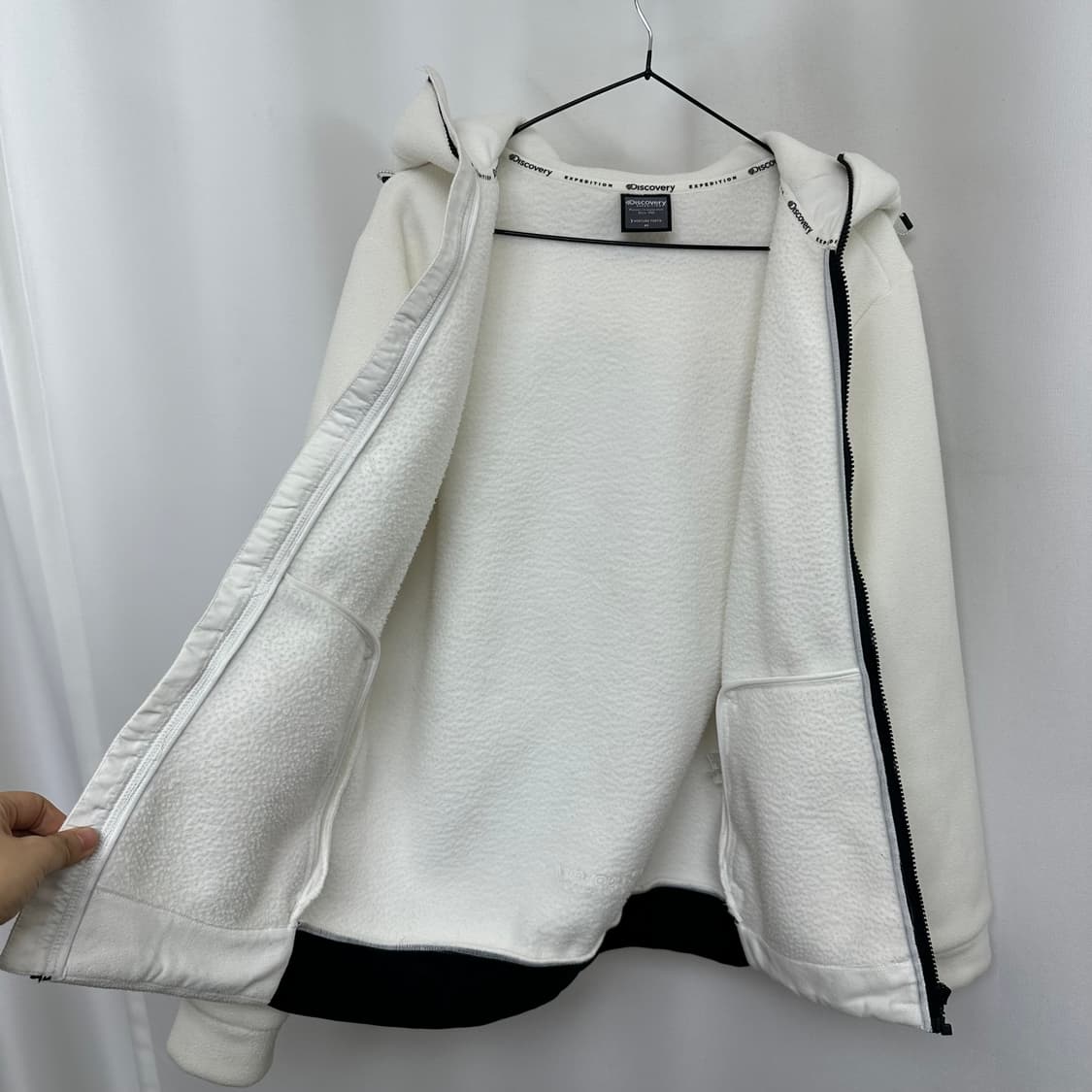 디스커버리 남자 기모 후드 집업 자켓 화이트 95 상품이미지9