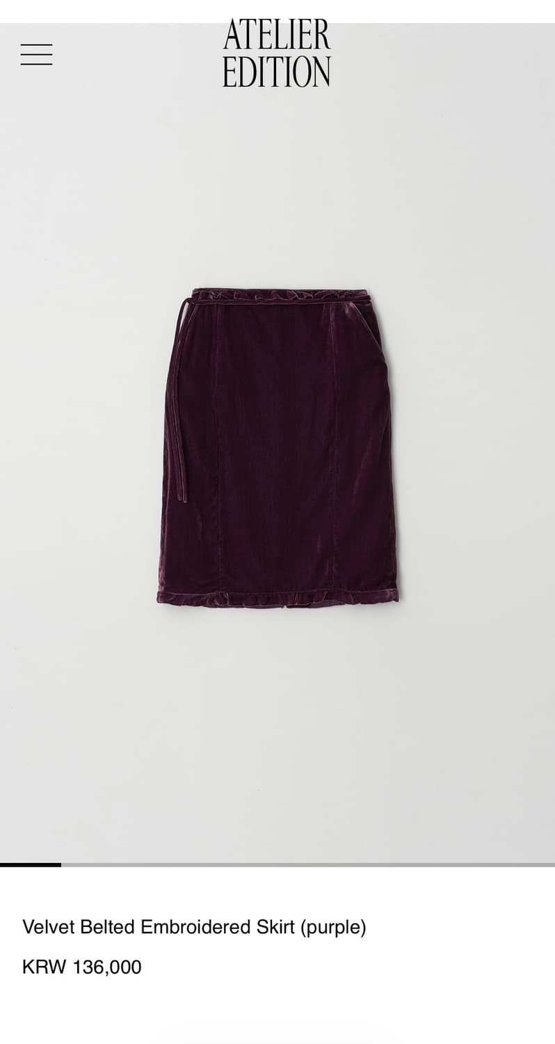 아뜰리에에디션 벨벤 버건디치마 M 상품이미지1