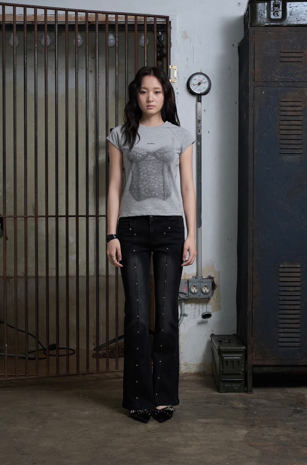 헬레네파리스 코르셋 프린트 하프티셔츠 멜란지 상품이미지3