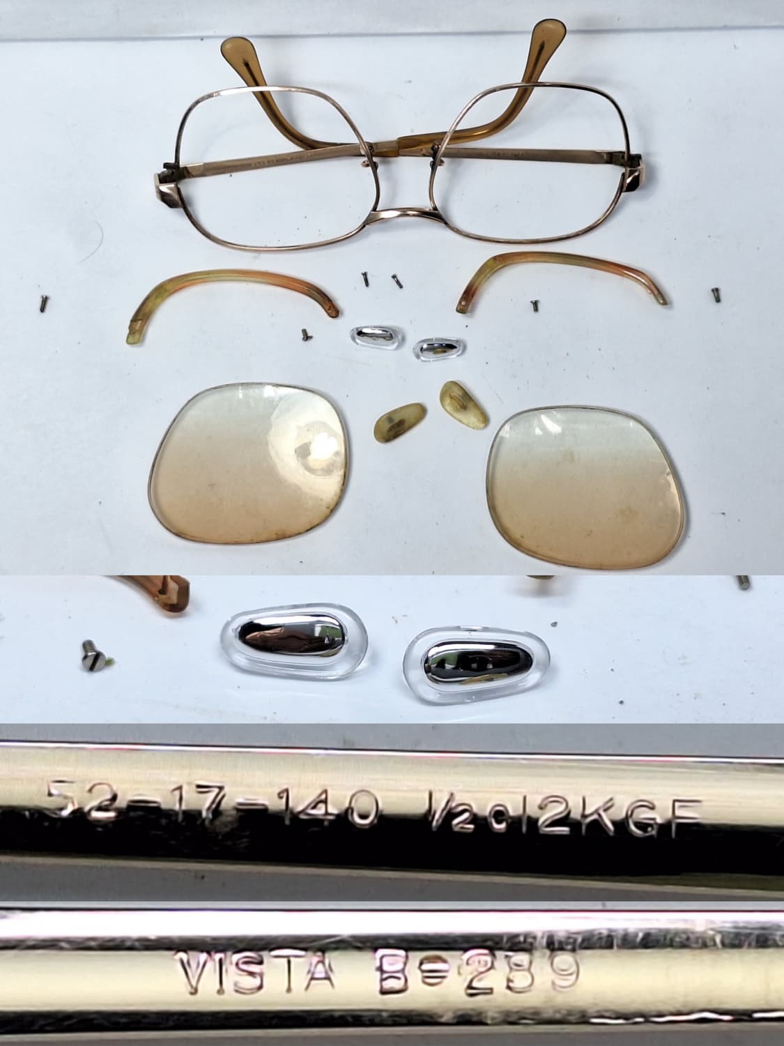 80s 일본 빈티지 VISTA B-289 금장 12K 브로우라인 하금테 상품이미지5