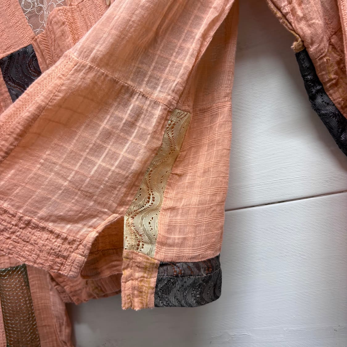 핑크 패치워크 히피 에스닉 셔츠 블라우스 JPN  상품이미지4