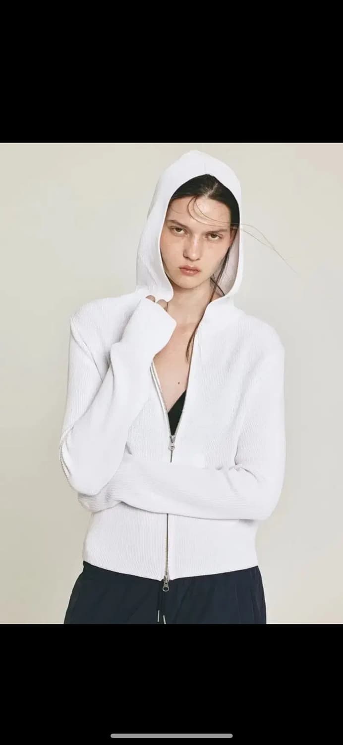 포허 쿨 니트 후디 집업 화이트 상품이미지1