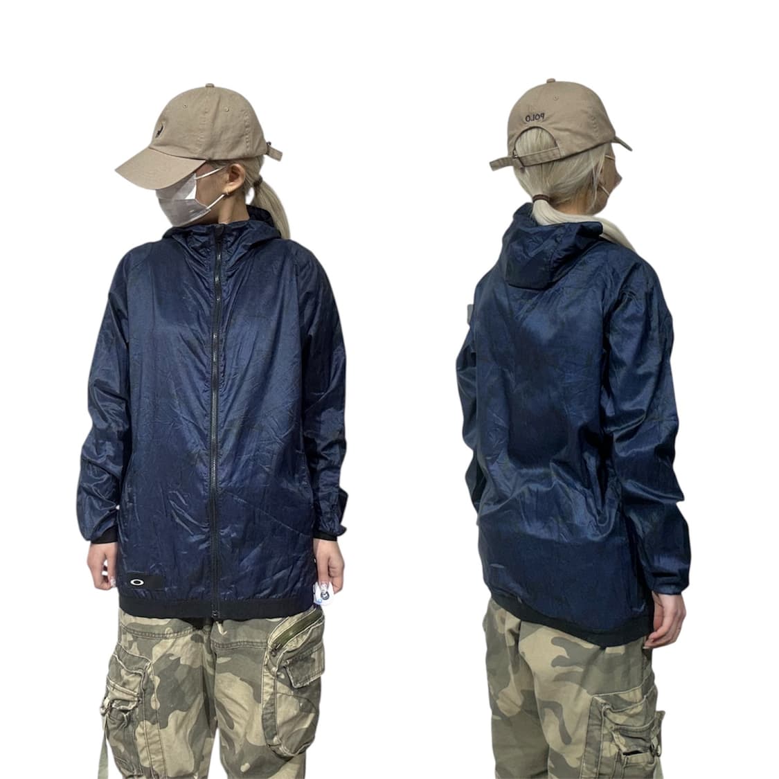 오클리 네이비 후드 고프코어 바람막이 자켓 M 상품이미지1