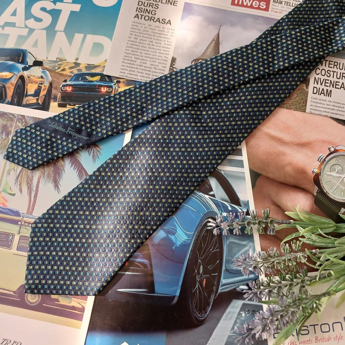 살바토레 페라가모 실크 네이비 넥타이 8.9cm A+~A등급 A18968 상품이미지3