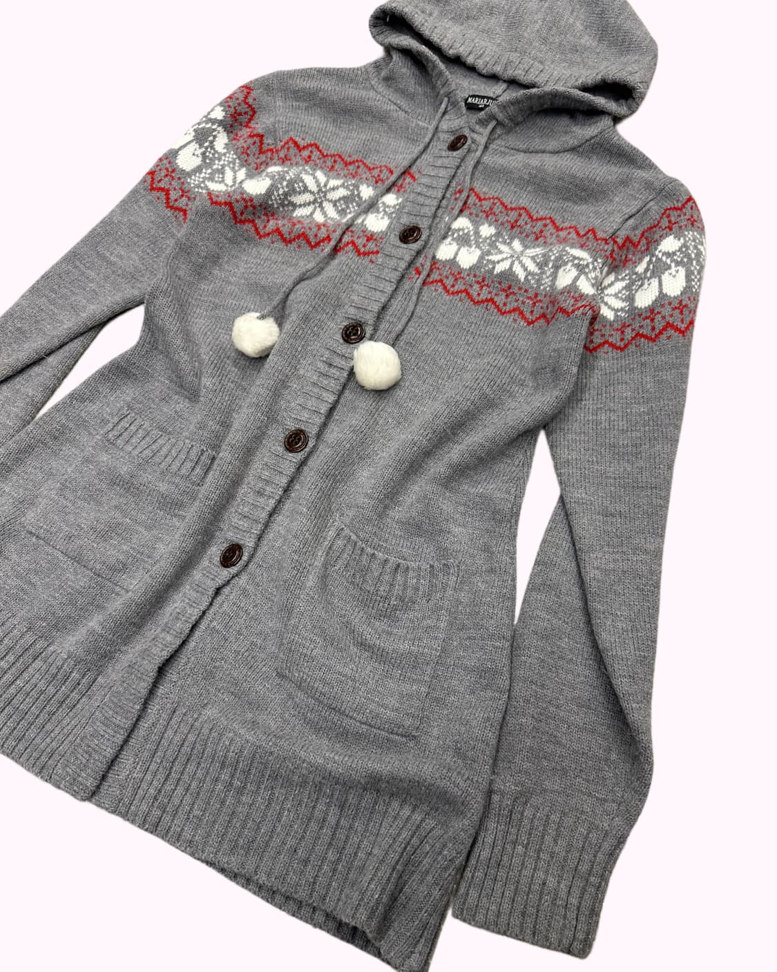 snow knit pompom hood cardigan 상품이미지2