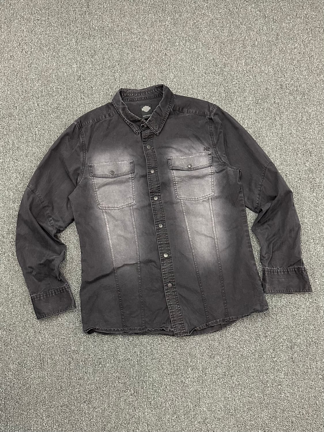 L)할리데이비슨 vintage 블랙 스톤 워싱 데님 긴팔셔츠 상품이미지1