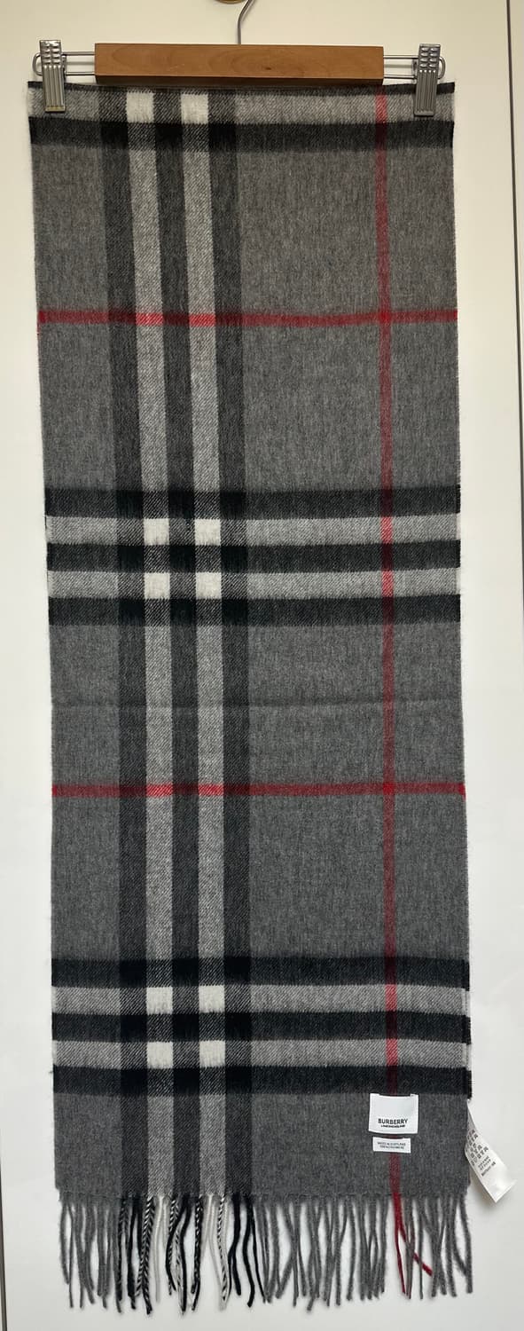 버버리 캐시미어 머플러 그레이 체크 상품이미지5