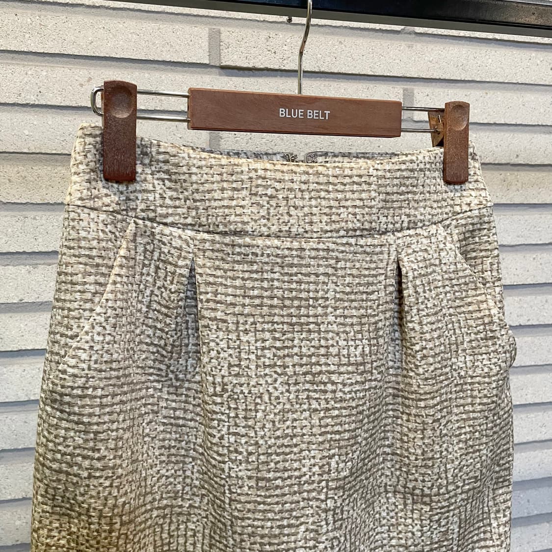 JPN VINTAGE 미니 스커트 텍스처위브 핀턱 디테일 아이보리 상품이미지4