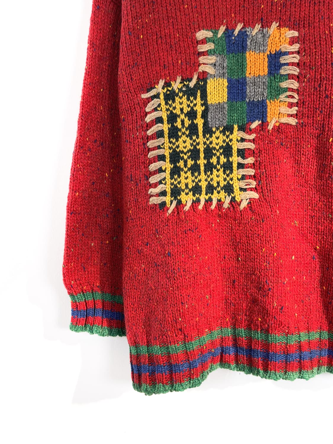90's 베네통 헤비울 패치워크 스웨터 상품이미지3