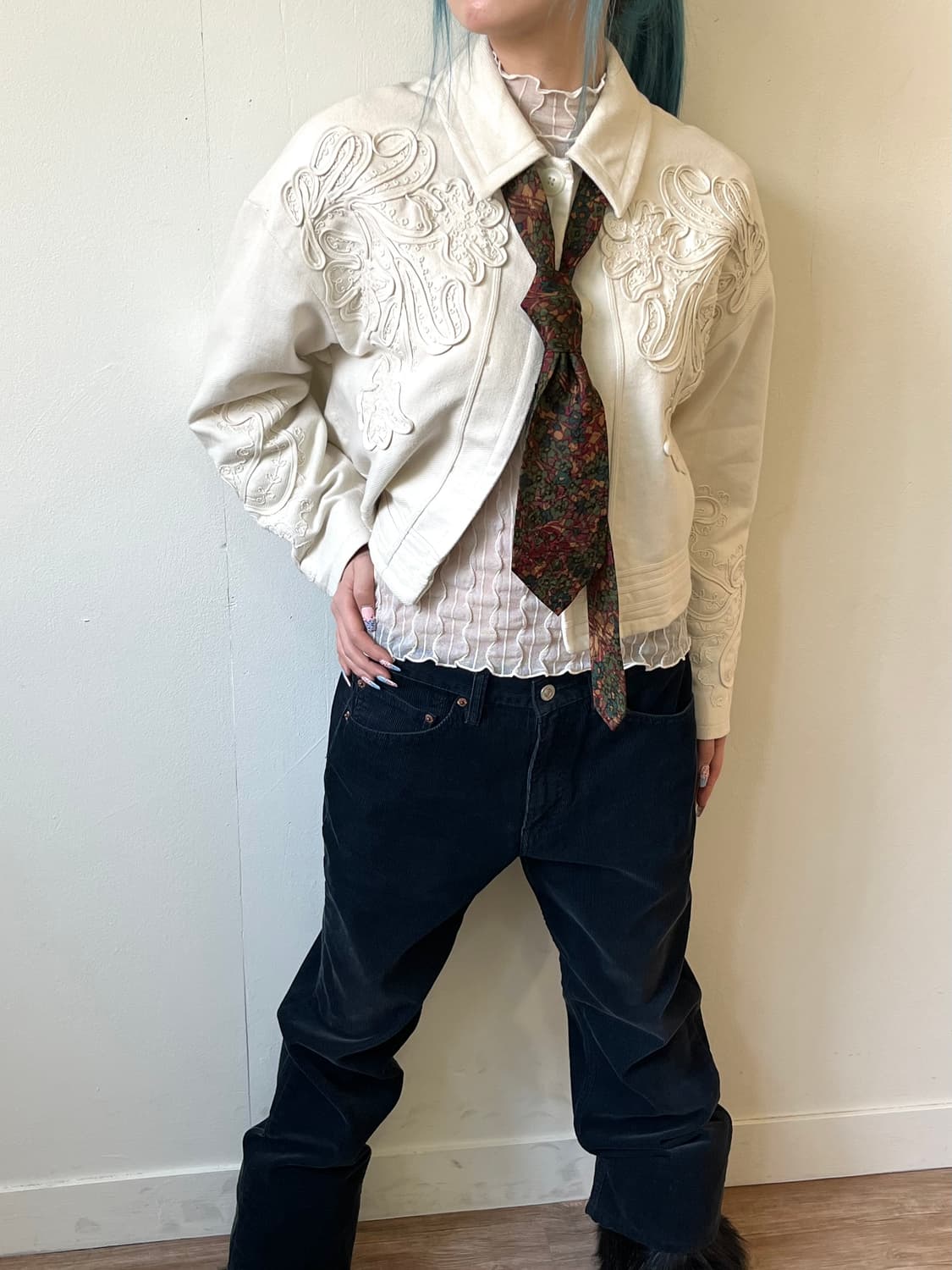 90‘s 입생로랑 플라워 타이 상품이미지6