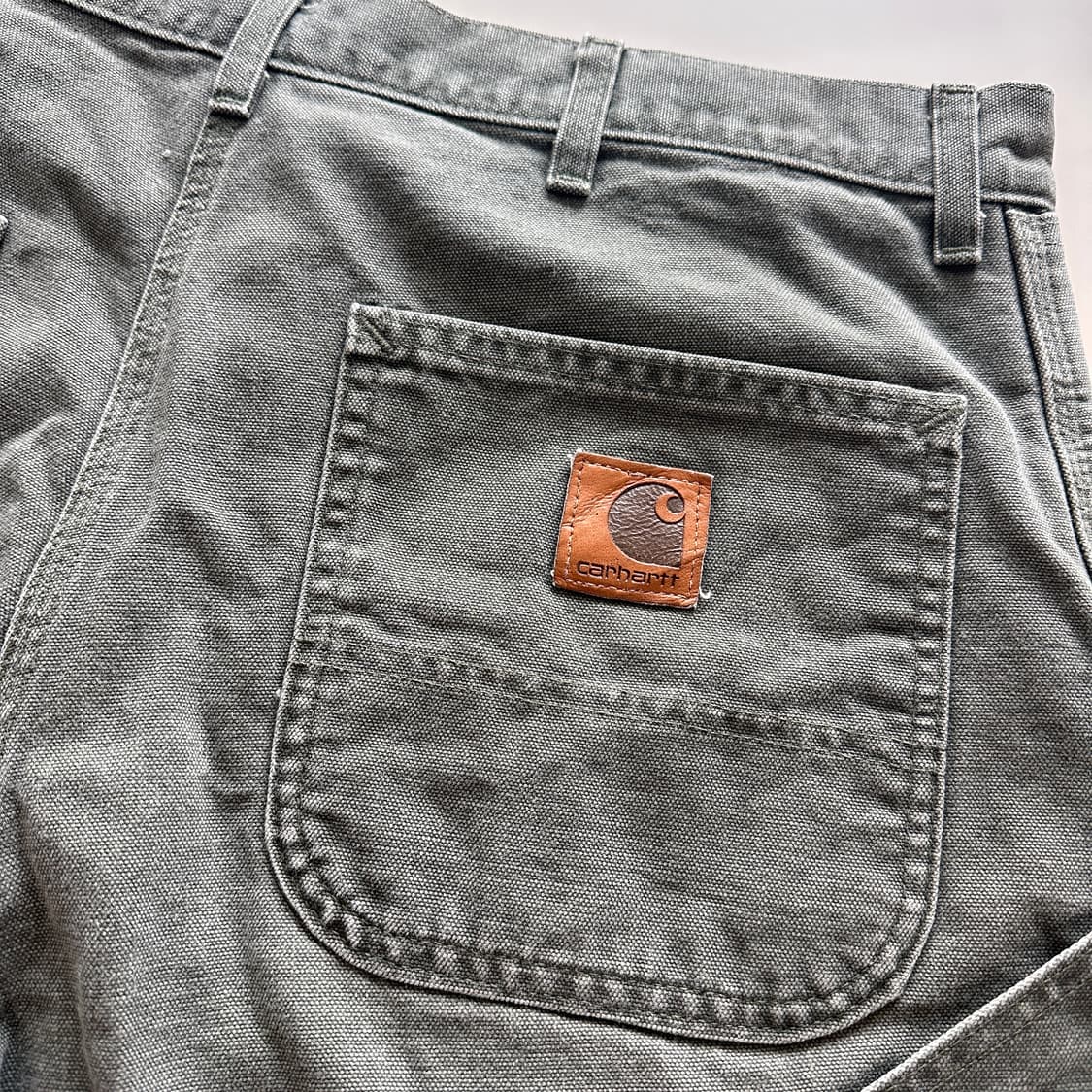 90s 칼하트 모스그린 MADE IN USA 카펜터 워크 반바지 W36 상품이미지5