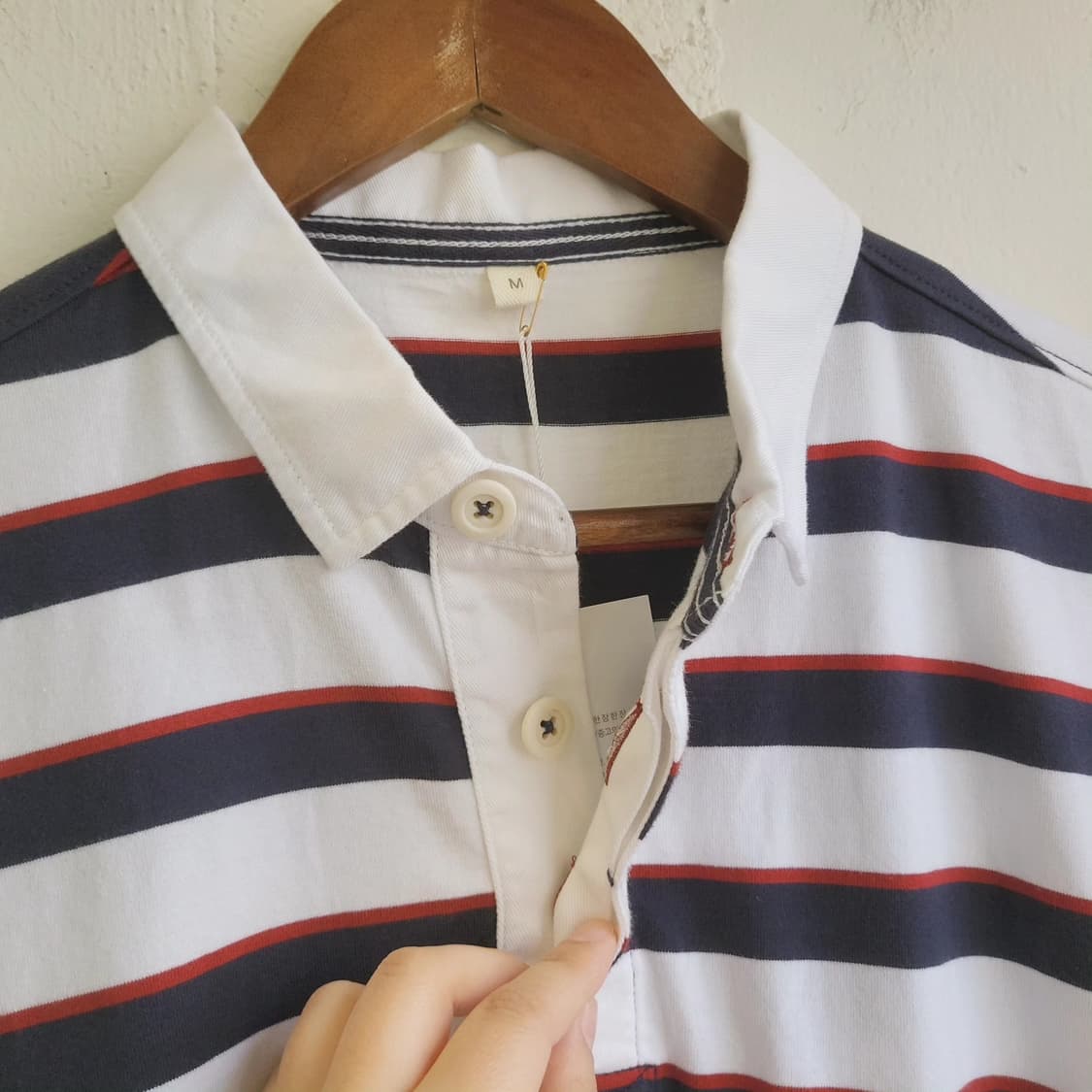 Topvalu 스트라이프 카라 반팔티(미착용 새제품) 상품이미지5